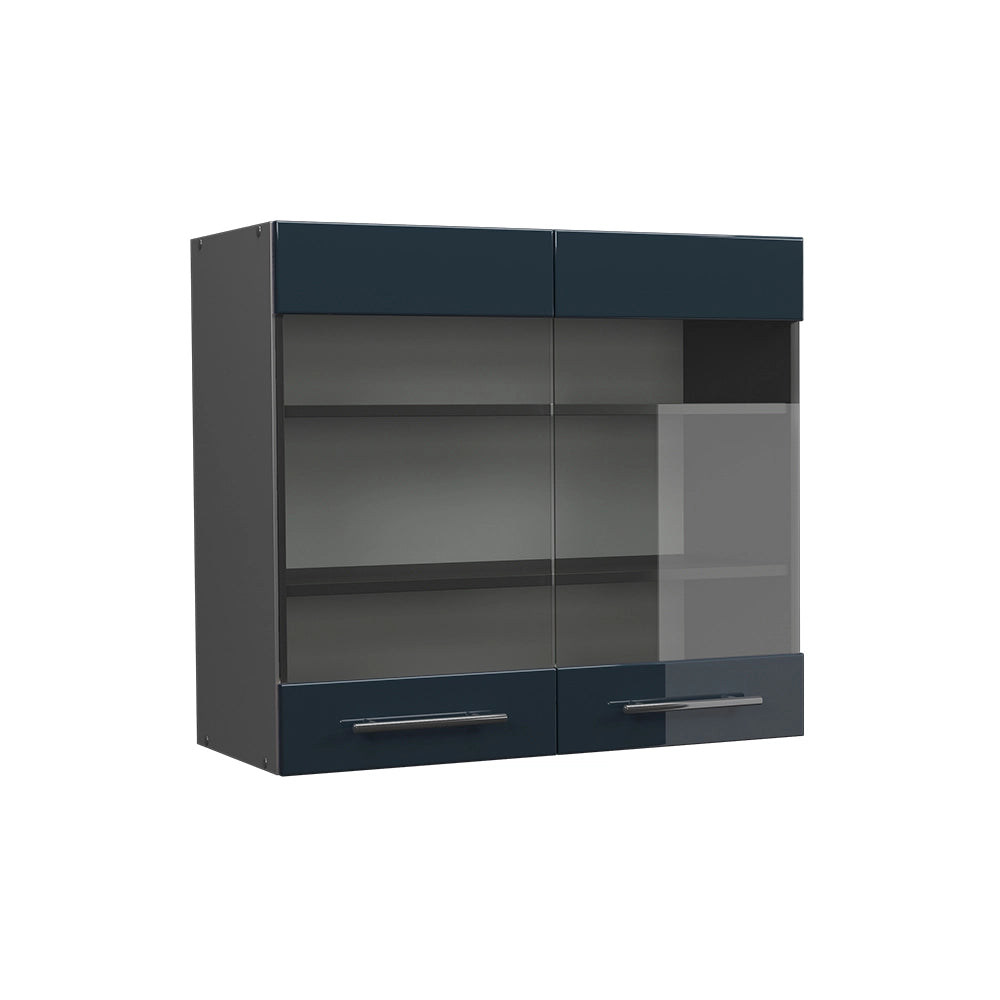 Vicco Mobile da cucina in vetro Blu scuro lucido 80 cm