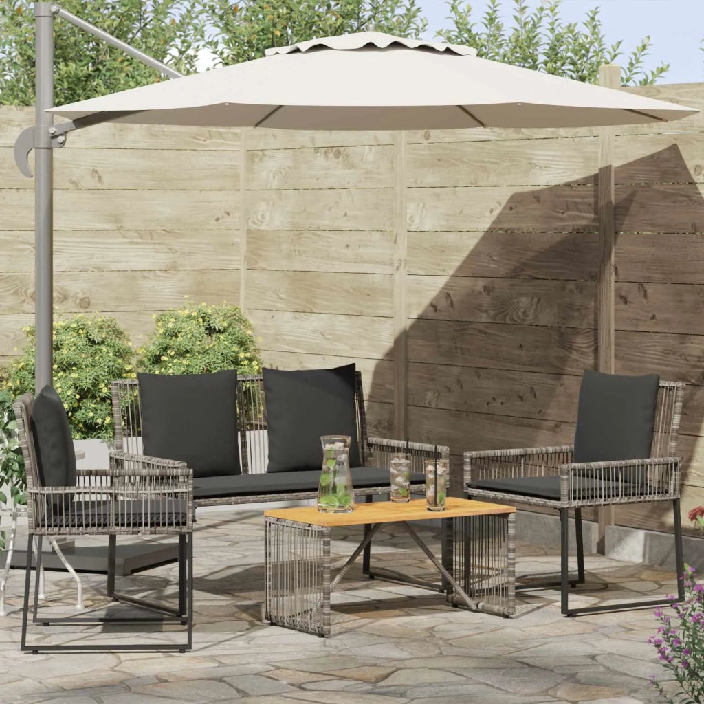 Set di Mobili da Esterno 9 pcs Grigio e Grigio Scuro polyrattan