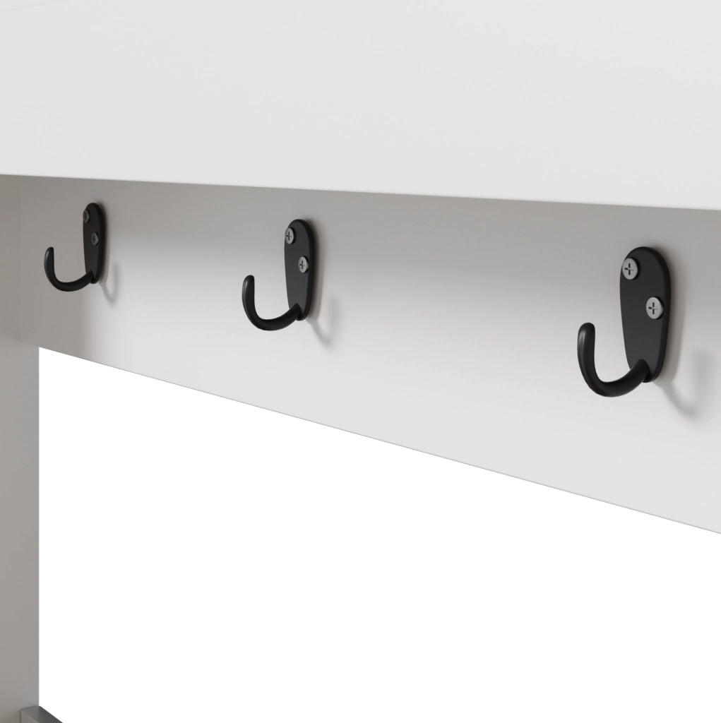 Credenza cucina 106x39x175 cm bianco e legno con vetrine