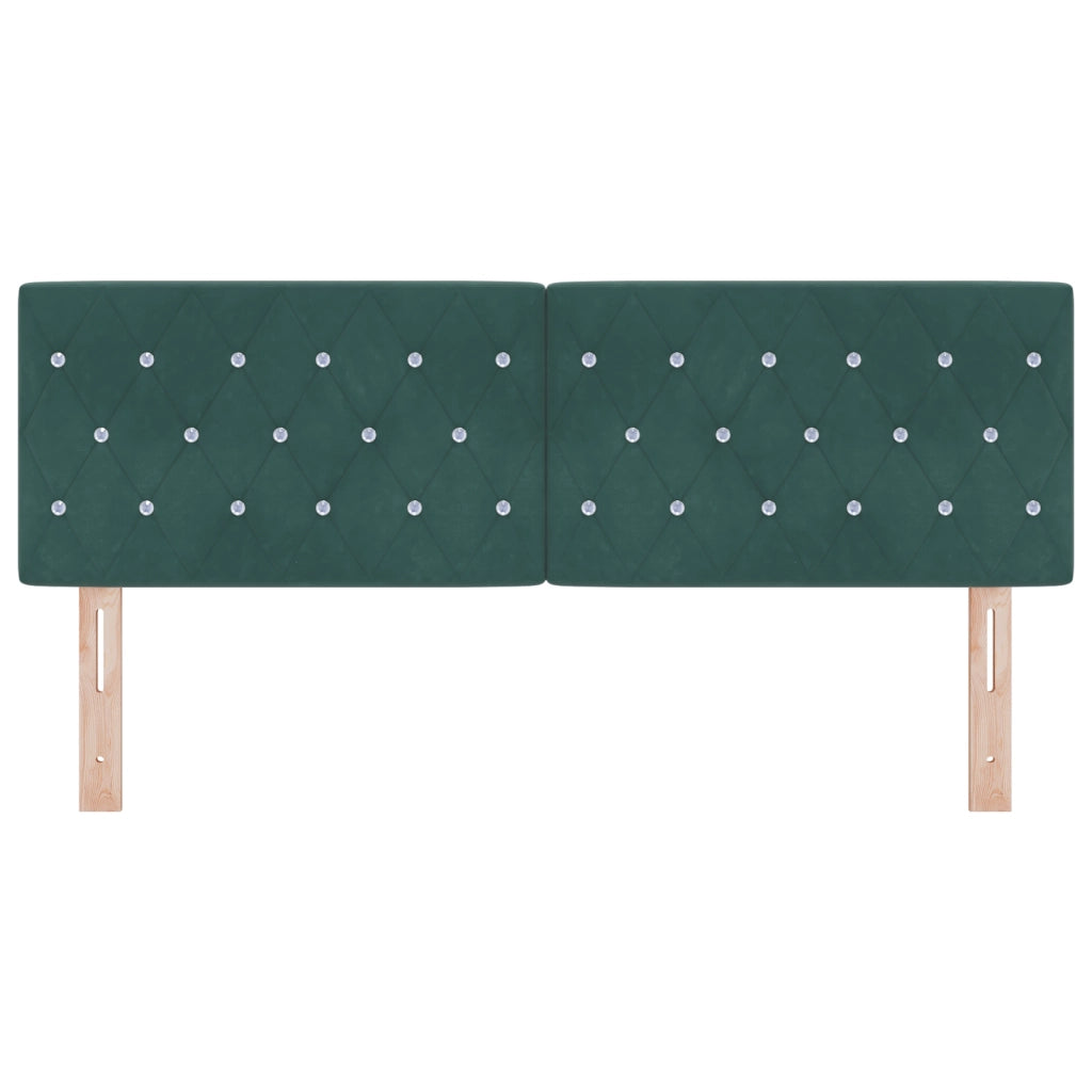 Testiera con Bottoni a Cristallo, Trapuntata, Verde Scuro, 140 cm, in Velluto