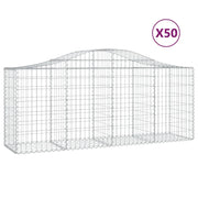 Cestini gabbioni recinzione a gabbia muro di contenimento ad arco 50 pezzi 200 x 50 x 80/100 cm ferro zincato argento 02_0040978