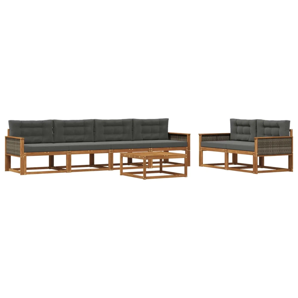 Set di divani da esterno con cuscino 7 pcs Naturale e Antracite 3382360