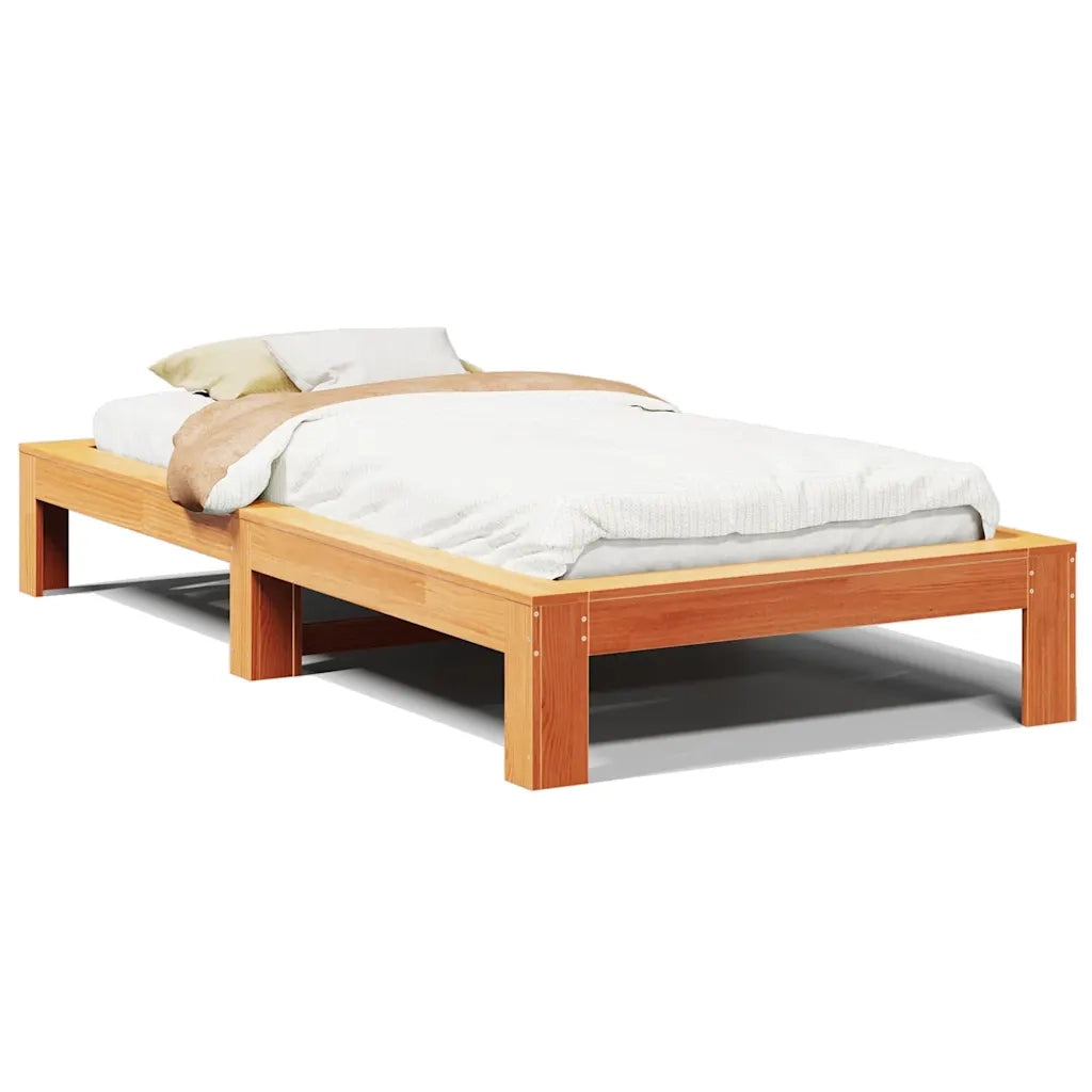 Letto senza Materasso Marrone Cera 100x200 cm in Legno di Pino 855324