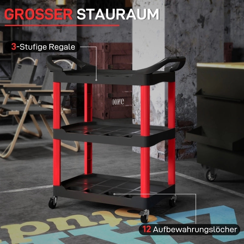 CARRELLO DA OFFICINA 83x43x97 cm Nero in plastica