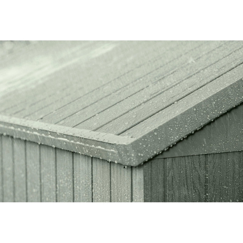 Casetta da giardino in resina EVOTECH+ effetto legno 190x122x221 cm - con pavimento rialzato e doppia porta - Verde – Keter