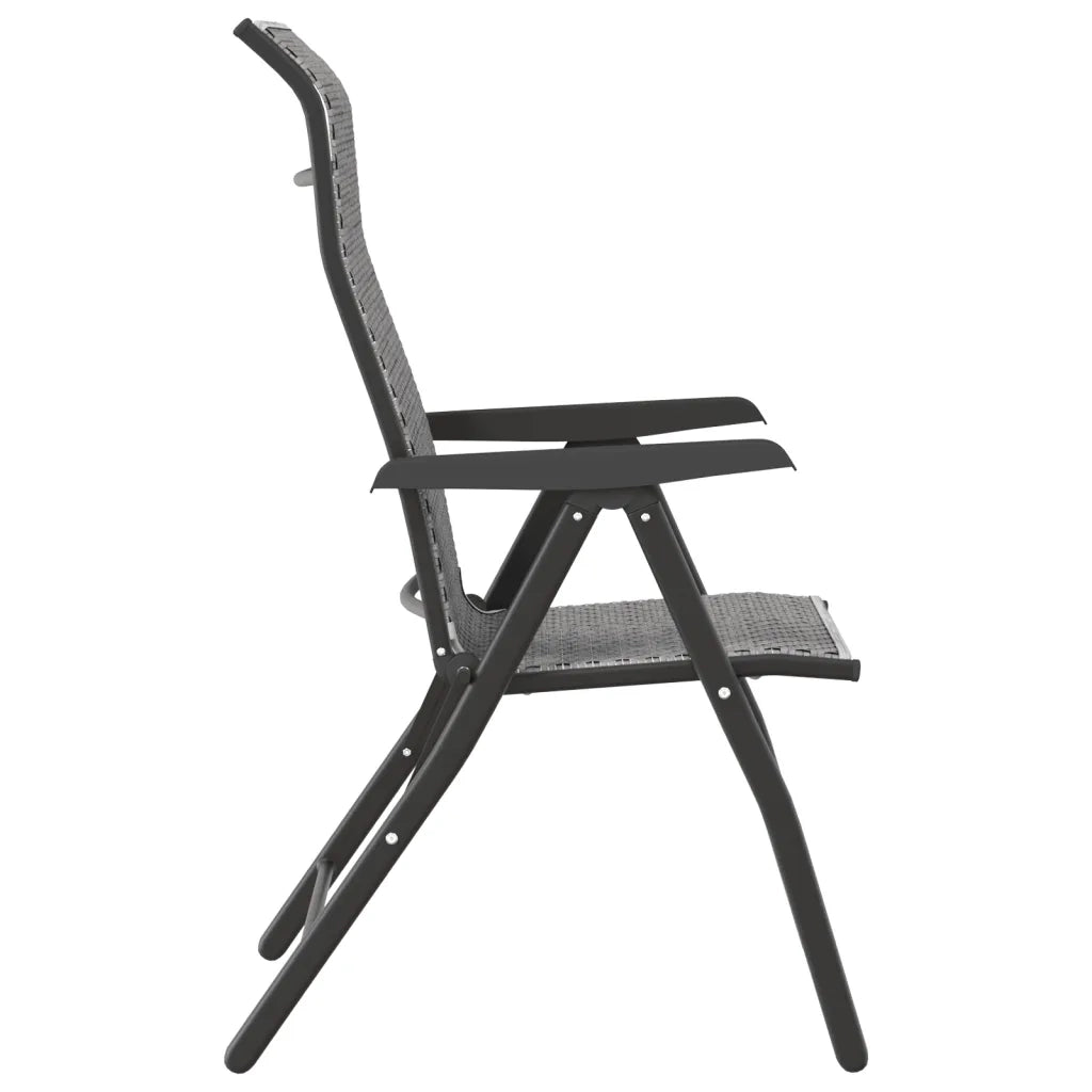 Sedie Pieghevoli da Giardino 2 pz | Sedie da Esterno Grigie in Polyrattan