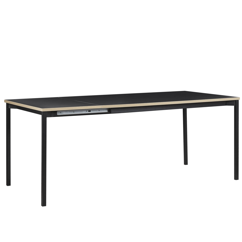 Tavolo da conferenza allungabile in MDF nero 140/190 x 90 cm con struttura in acciaio, moderno, per l'ufficio domestico
