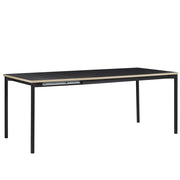 Tavolo da conferenza allungabile in MDF nero 140/190 x 90 cm con struttura in acciaio, moderno, per l'ufficio domestico