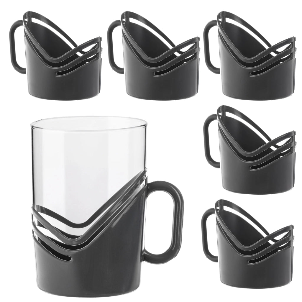 Cestini in plastica KADAX per bicchieri, 6 pezzi, colore grigio