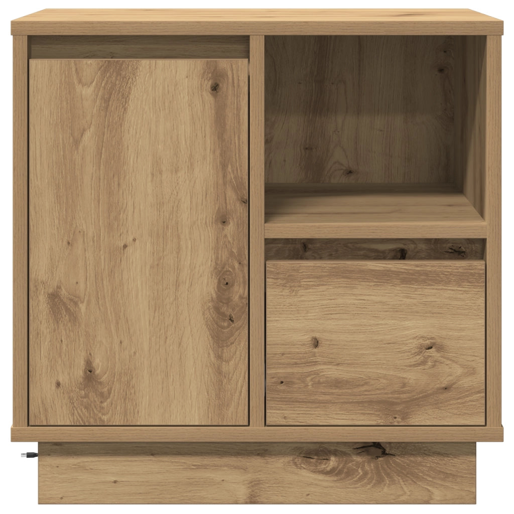 Comodini con LED 2 pezzi Rovere Artigianale 50x34,5x50 cm