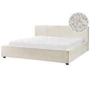 Letto matrimoniale in tessuto bouclé bianco sporco 180 x 200 cm stile moderno