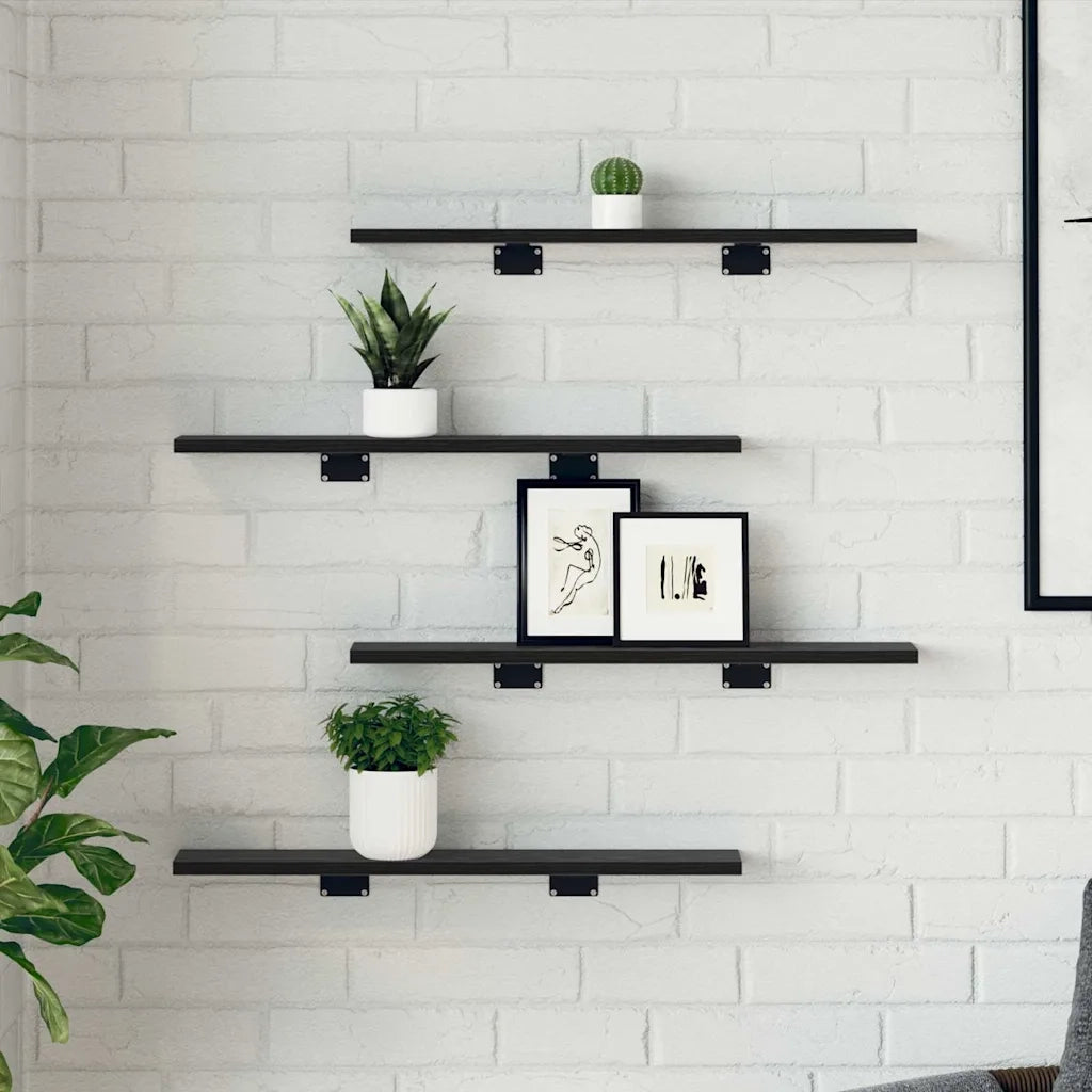 Scaffale 4 pcs Nero 60 x 10 x 1,5 cm Legno multistrato 875051