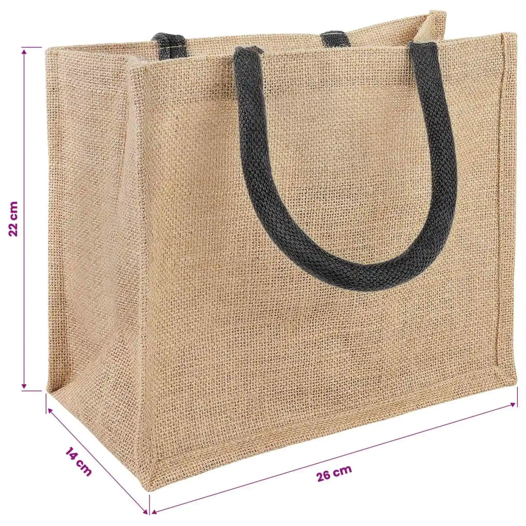 Borse in juta 50 Naturale e Nero 26 x 22 x 14 cm 42012280