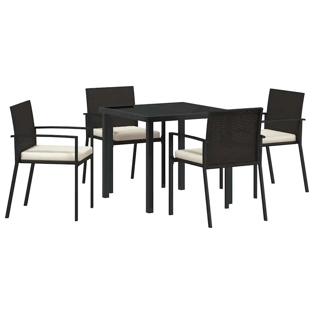 Set da Pranzo per Giardino 5 pcs Nero
