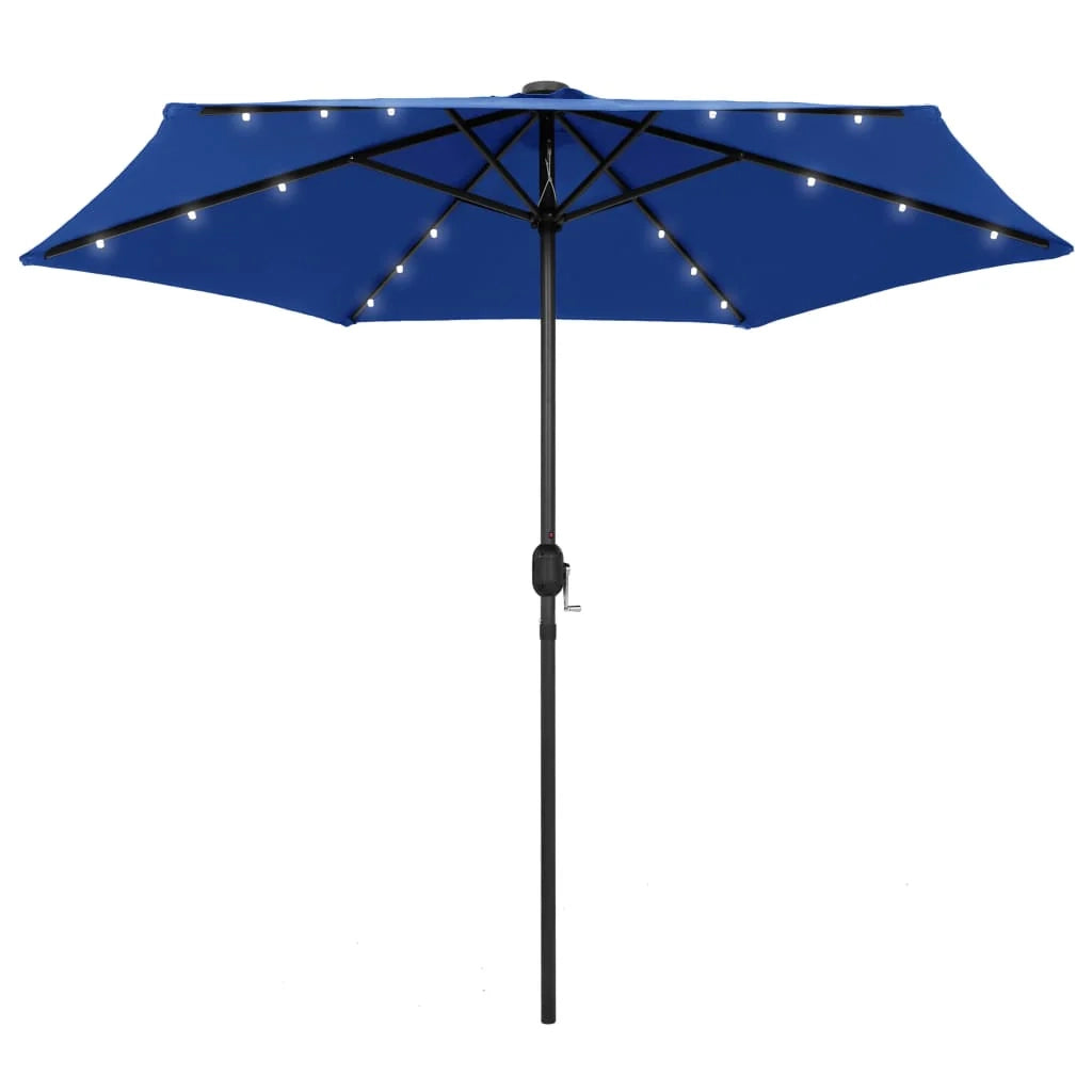 Ombrellone da esterno con LED e palo in alluminio 270 cm blu 02_0008076