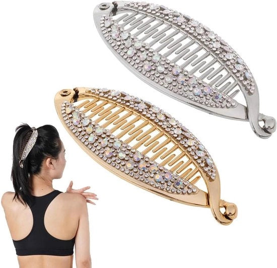 Haarklemmen 2 pezzi con strass e cristalli per capelli ricci spessi - oro argento - donne ragazze - accessori per capelli