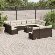 Set Divani da Giardino 14pz con Cuscini in Polyrattan Marrone 3218403