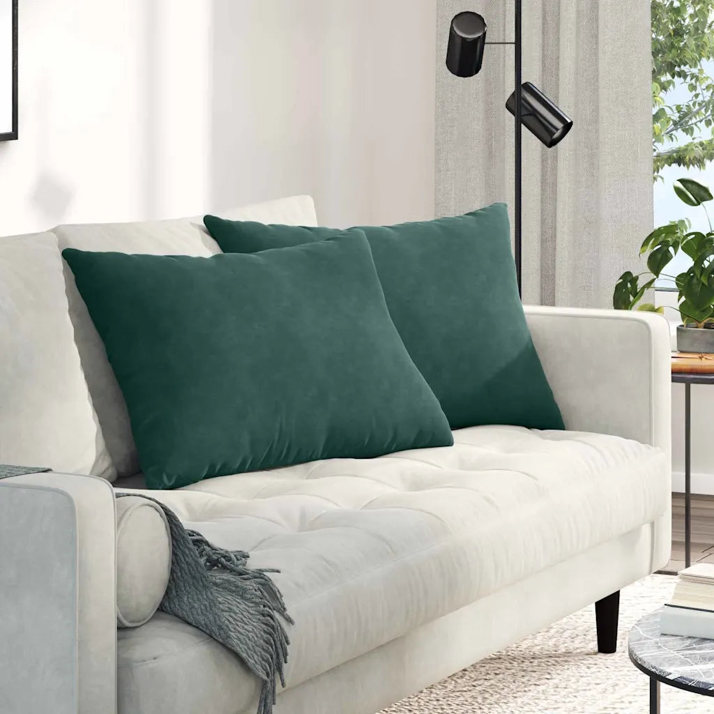 Cuscini da Divano 2 pz-Set di 2 Cuscini per Sofa Verde Scuro 70 x 50 cm Tessuto in Cords 249020
