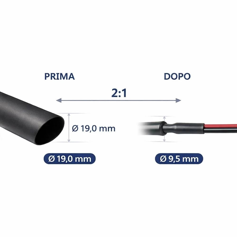 Raytech rgpo-b guaina termorestringente nera 1,2 m poliolefina reticolata *** diametro 19 millimetri, confezione 1