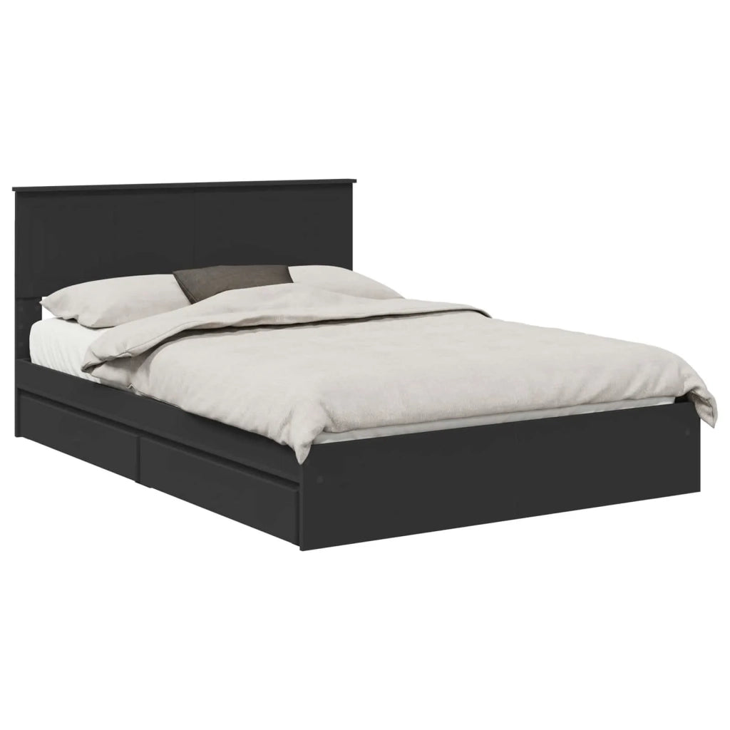 Letto con Contenitore Nero 135 x 190 cm Legno multistrato 3410806