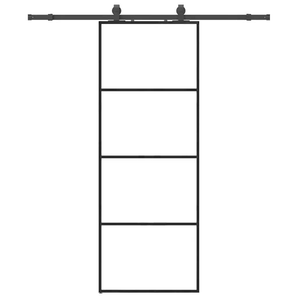 Porta Scorrevole con Ferramenta Nera 76x205 cm in Vetro ESG