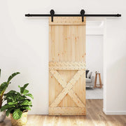 Porta scorrevole Naturale e Nero 80 x 210 cm