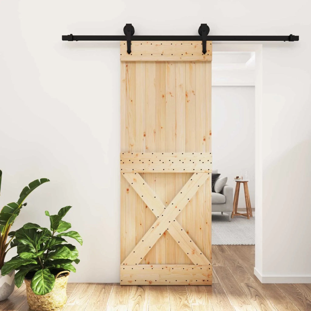 Porta scorrevole Naturale e Nero 80 x 210 cm