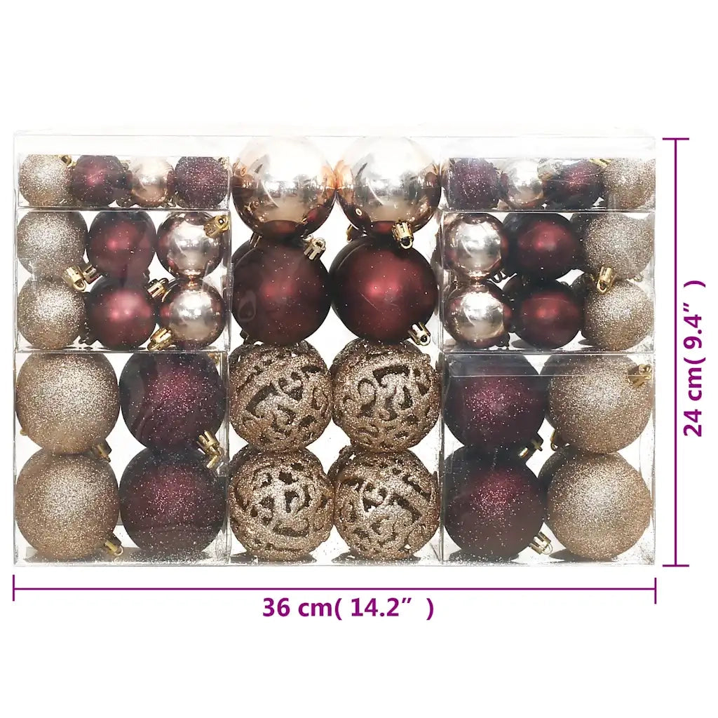 Palline di Natale 100 pz Champagne e Marrone 3 / 4 / 6 cm 356107