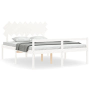 Letto matrimoniale | Letto per adulti | Letto per Anziani con Testiera Bianco 160x200 cm Legno Massello
