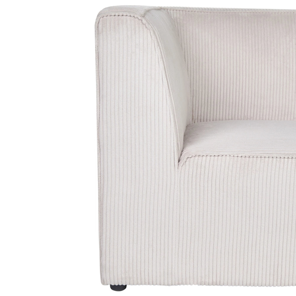 Modulo a un posto con angolo sinistro in velluto a coste beige stile moderno