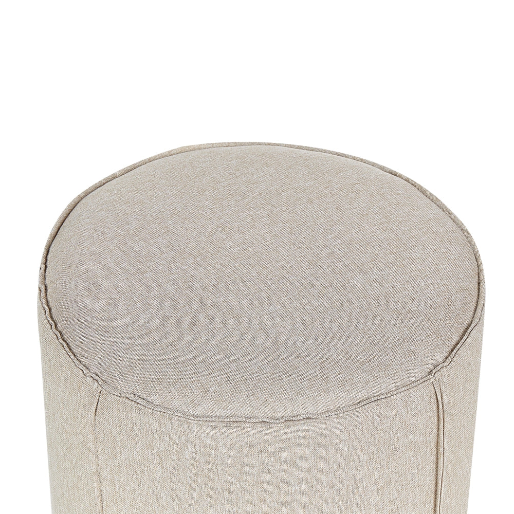 Pouf poggiapiedi stile moderno rotondo in tessuto di lino beige soggiorno camera da letto