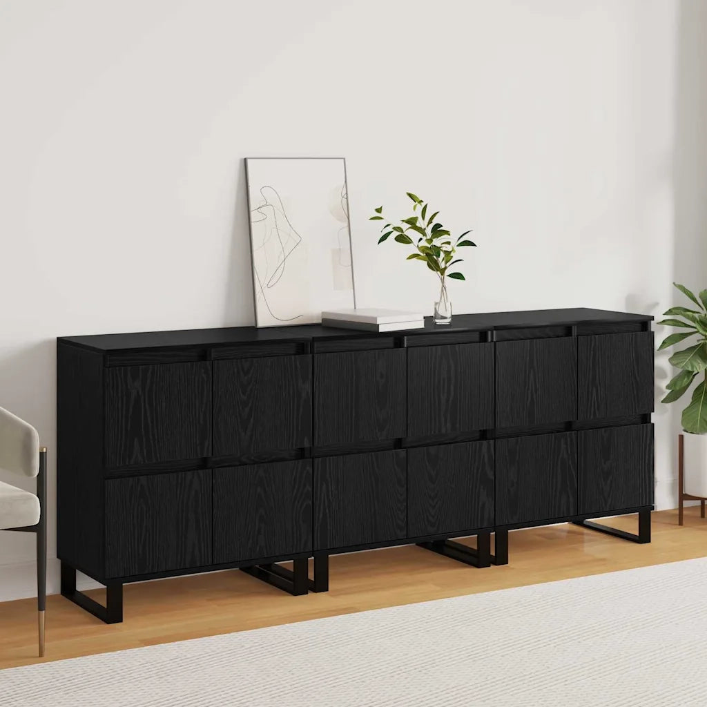 Credenza 3 pcs Rovere Nero 60 x 35 x 70 cm