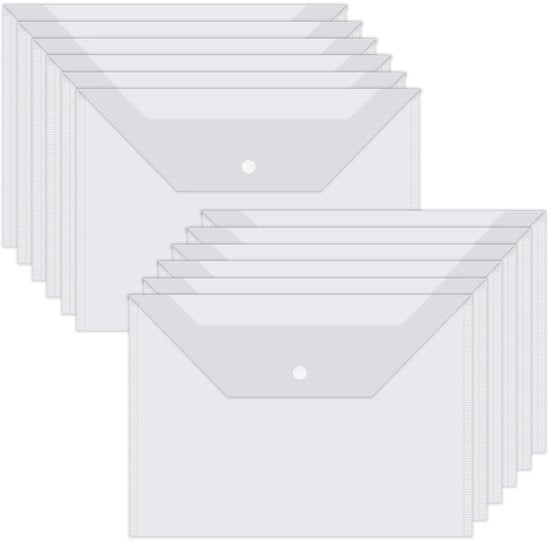 Pacchetto di 12 documenti trasparenti A5, contenitore documenti con chiusura a vite, cartellone A5, cassetta archivio, contenitore documenti trasparente e impermeabile, per l'organizzazione di documenti, dossier, compiti.