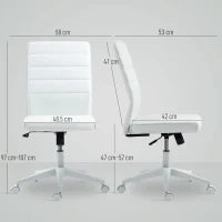 Sedia da Ufficio Ergonomica e Regolabile con Schienale Ricurvo, in Pelle PU e Acciaio, 58x53x97-107 cm, Bianco