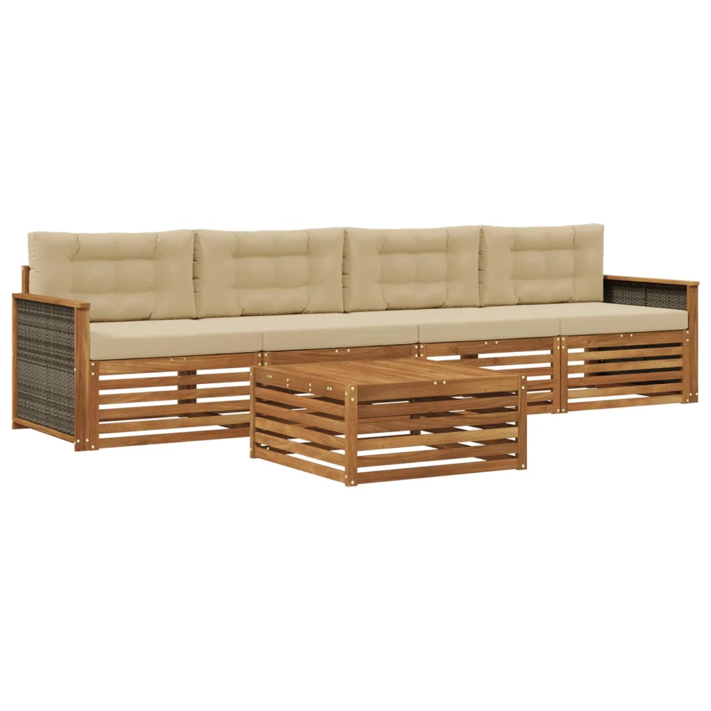 Set di divani da esterno 5 pz Naturale e Beige 3382991