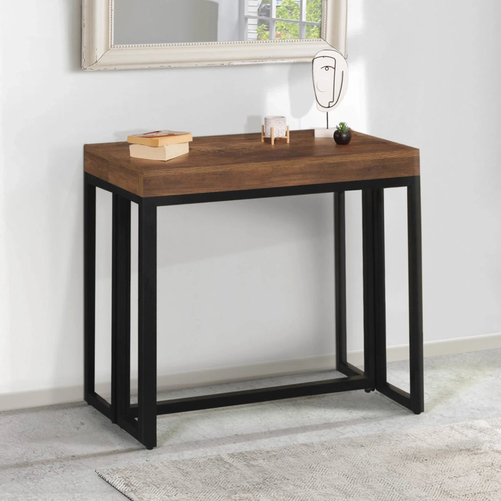IDMarket - Consolle allungabile TORONTO, 10 posti, 235 cm, legno scuro, design industriale