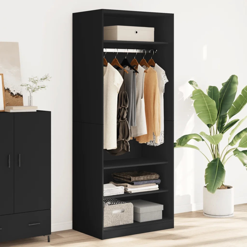 vidaXL Armadio Nero 80x50x200 cm in Legno Multistrato