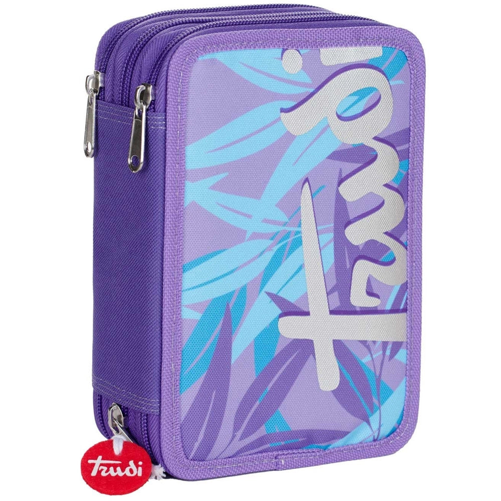 Trade Shop - Astuccio Scuola Triplo Trudi Fenicottero Scuola Completo Portapastelli Viola -
