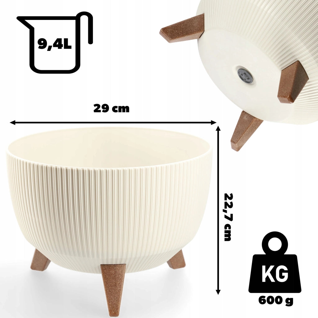 Vaso da giardino KADAX con gambe per fiori, grande ciotola rotonda da 29 cm