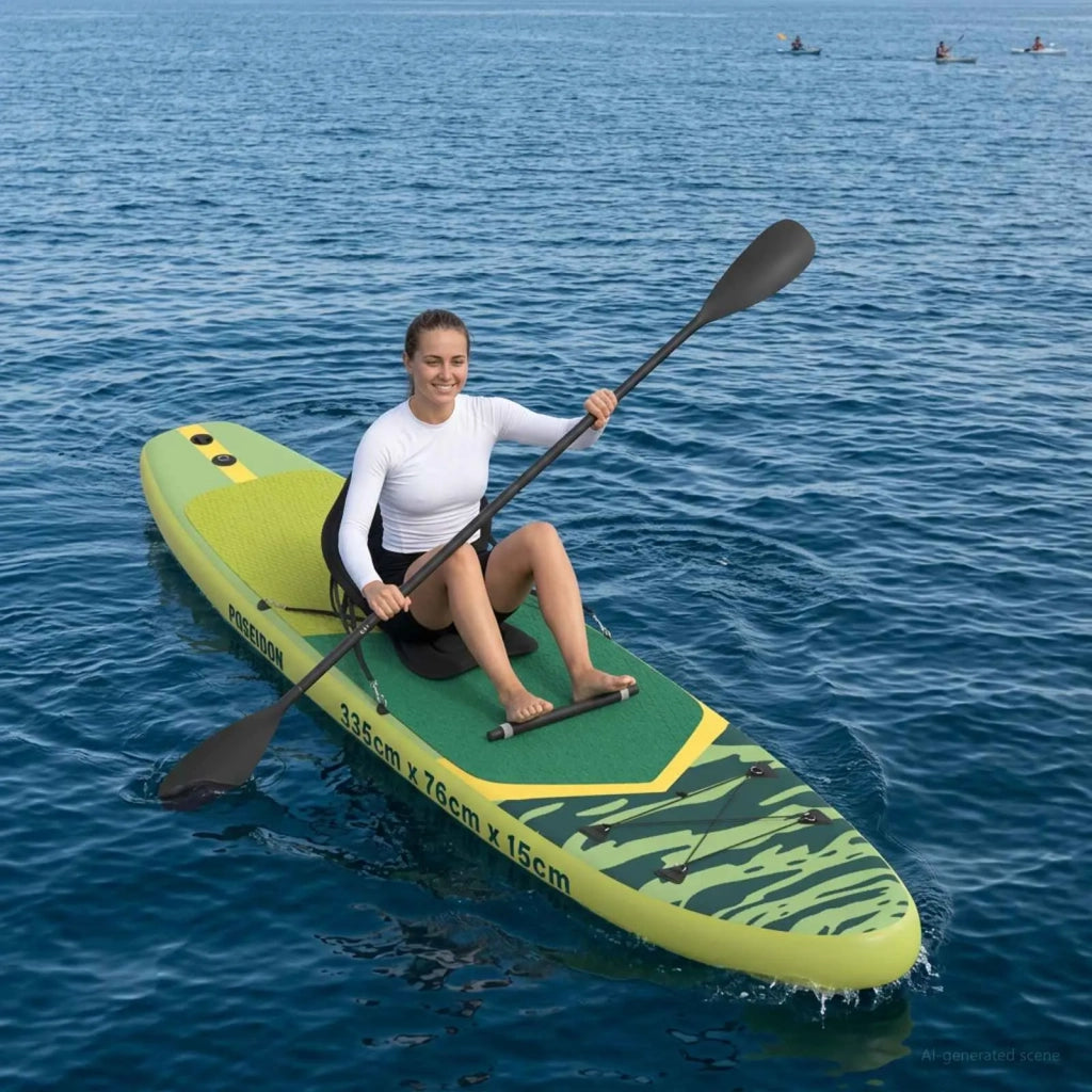 SUP Board con Seggiolino 2-in-1 POSEIDON 335 x 76 x 15 cm Verde 42039130