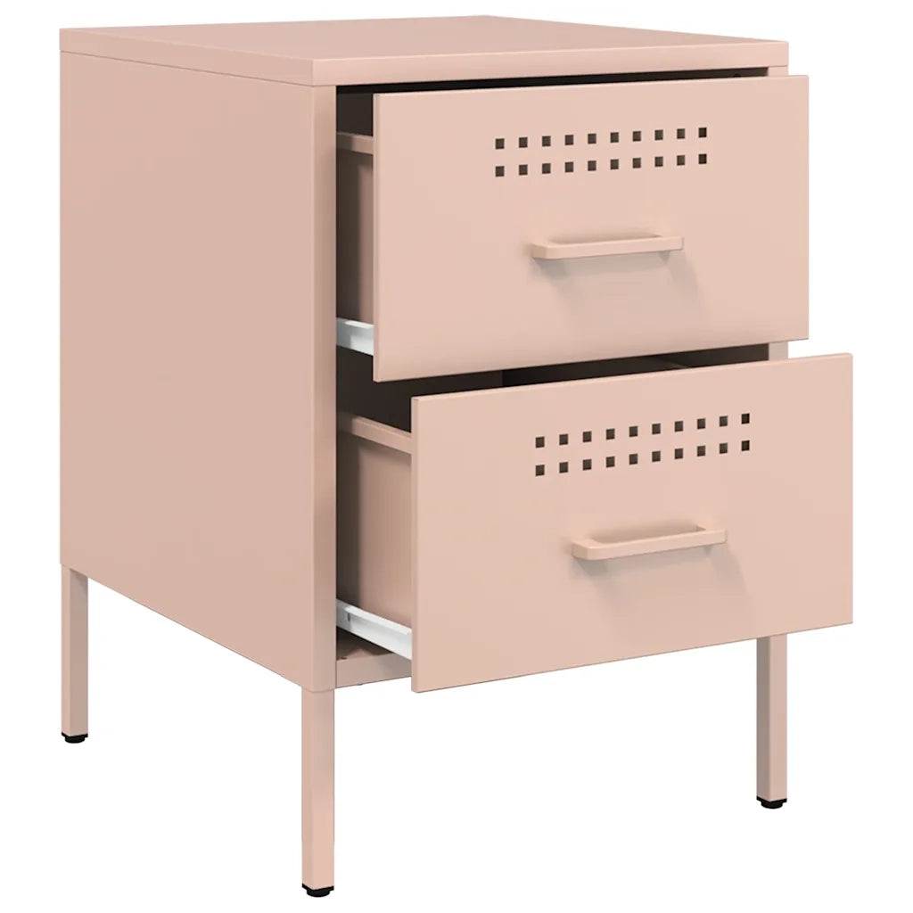 Set di 2 Comodini | Armadio da Notte | Mobiletto da notte Rosa 36x39x50,5 cm in Acciaio