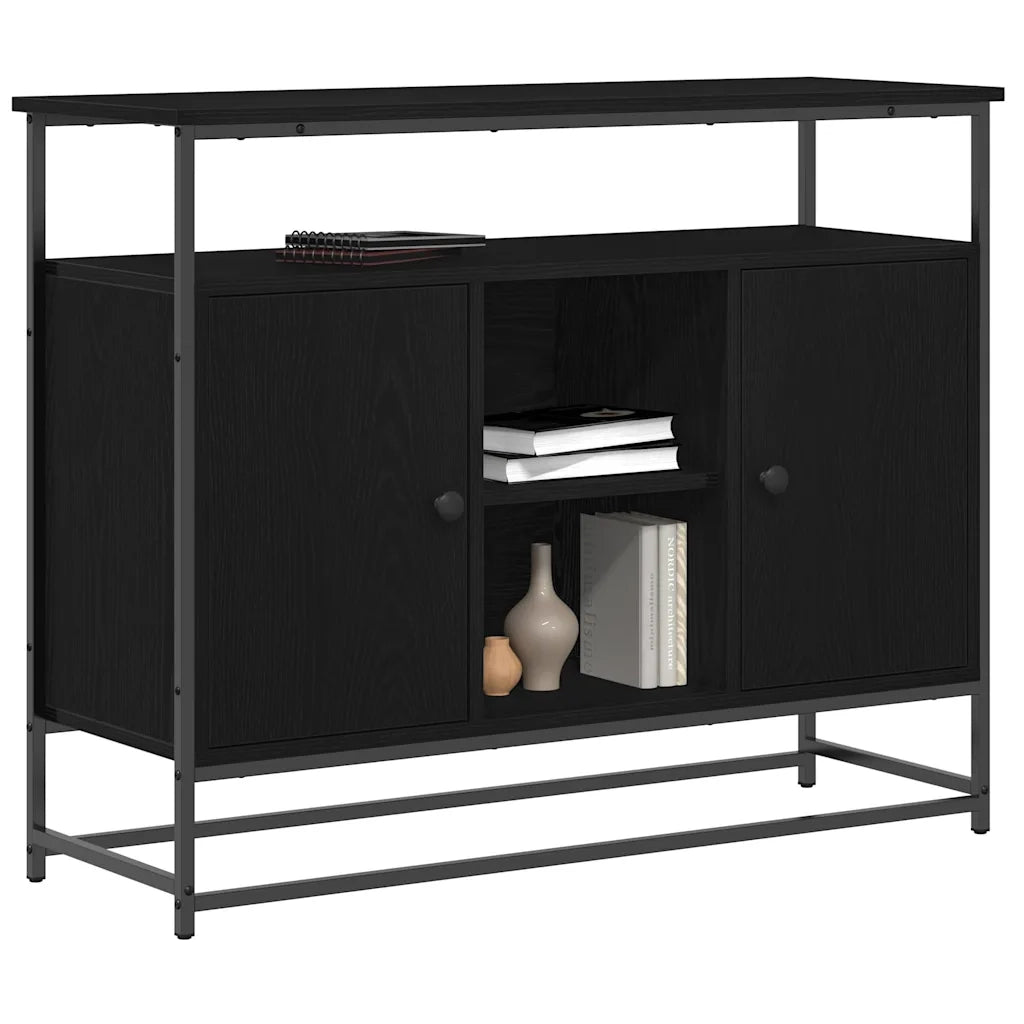 Credenza Rovere Nero 100 x 35 x 80 cm Legno multistrato 862978