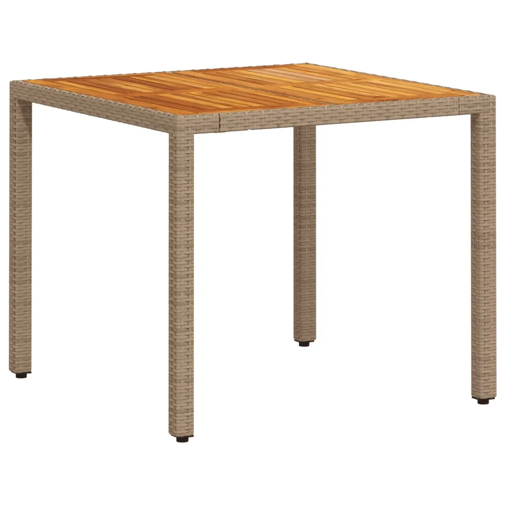 Tavolo da Giardino | Tavolino da esterno Beige 90x90x75 cm Polyrattan e Legno Acacia