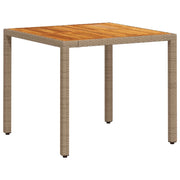 Tavolo da Giardino | Tavolino da esterno Beige 90x90x75 cm Polyrattan e Legno Acacia