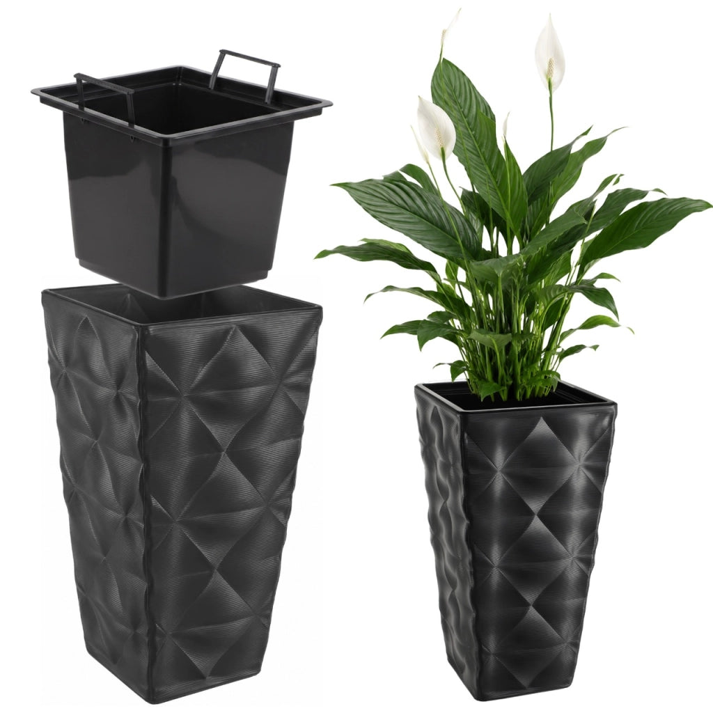 Vaso da giardino KADAX con inserto per fiori, terrazza alta, 75 cm, antracite