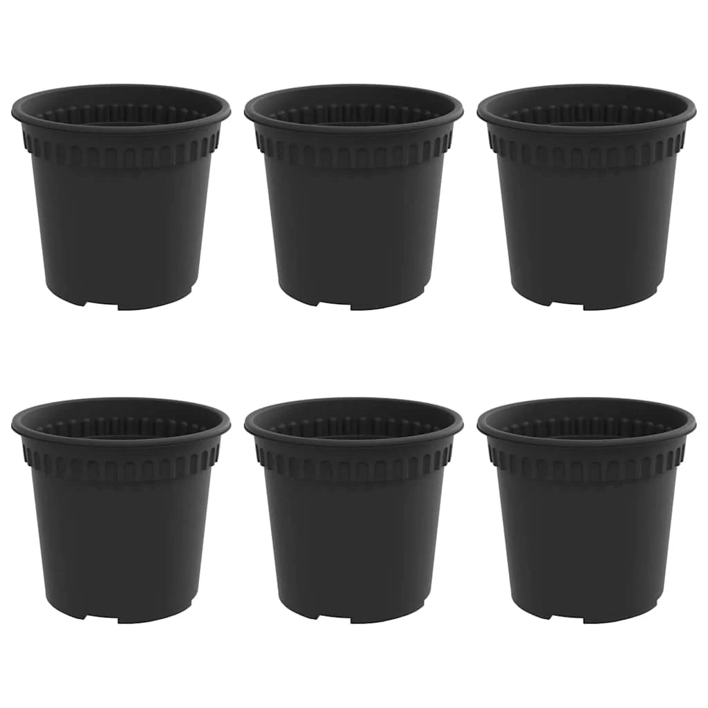 Set di 6 vasi da fiori rotondi moderni 15 x 15 x 12 cm leggeri per giardino o patio realizzati in plastica nera 02_0059312