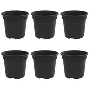 Set di 6 vasi da fiori rotondi moderni 15 x 15 x 12 cm leggeri per giardino o patio realizzati in plastica nera 02_0059312