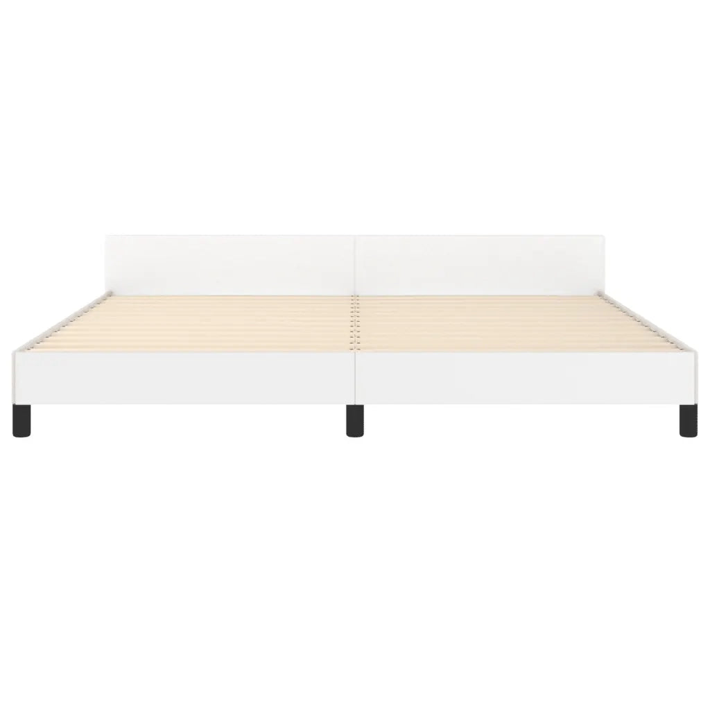 Giroletto con Testiera-Struttura Letto con testiera Bianco 200x200 cm in Similpelle 898941