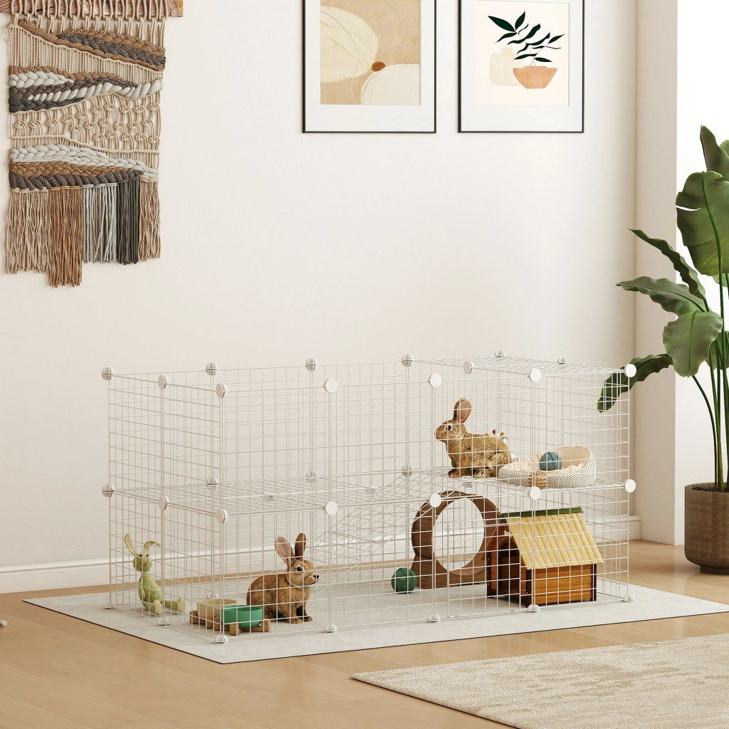 Recinto modulabile per animali domestici ¨C zephmum ¨C bianco 146x73x73cm
