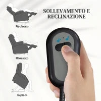 Poltrona Alzapersona Elettrica con 8 Punti Vibranti, 4 Modalità di Massaggio e Riscaldamento, Grigio